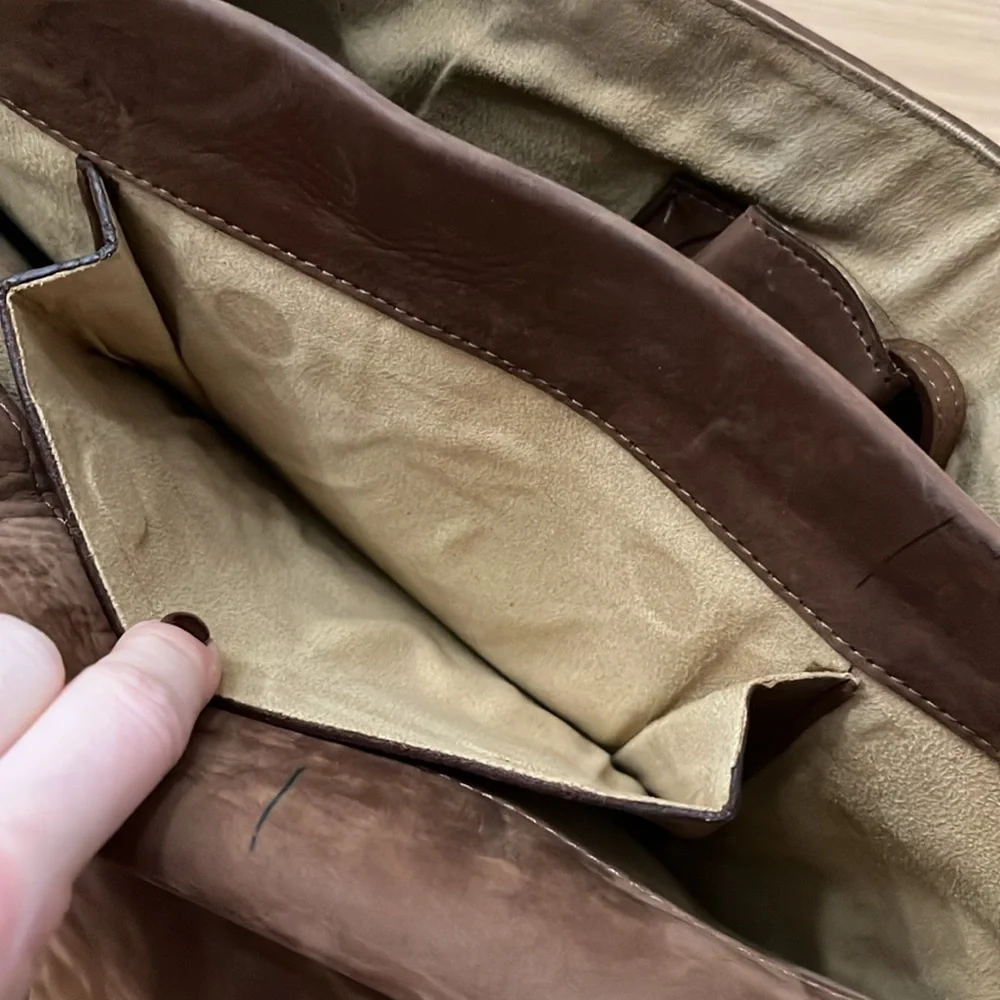 Kanzek, Men’s Tan Leather multi pockets messenger bag